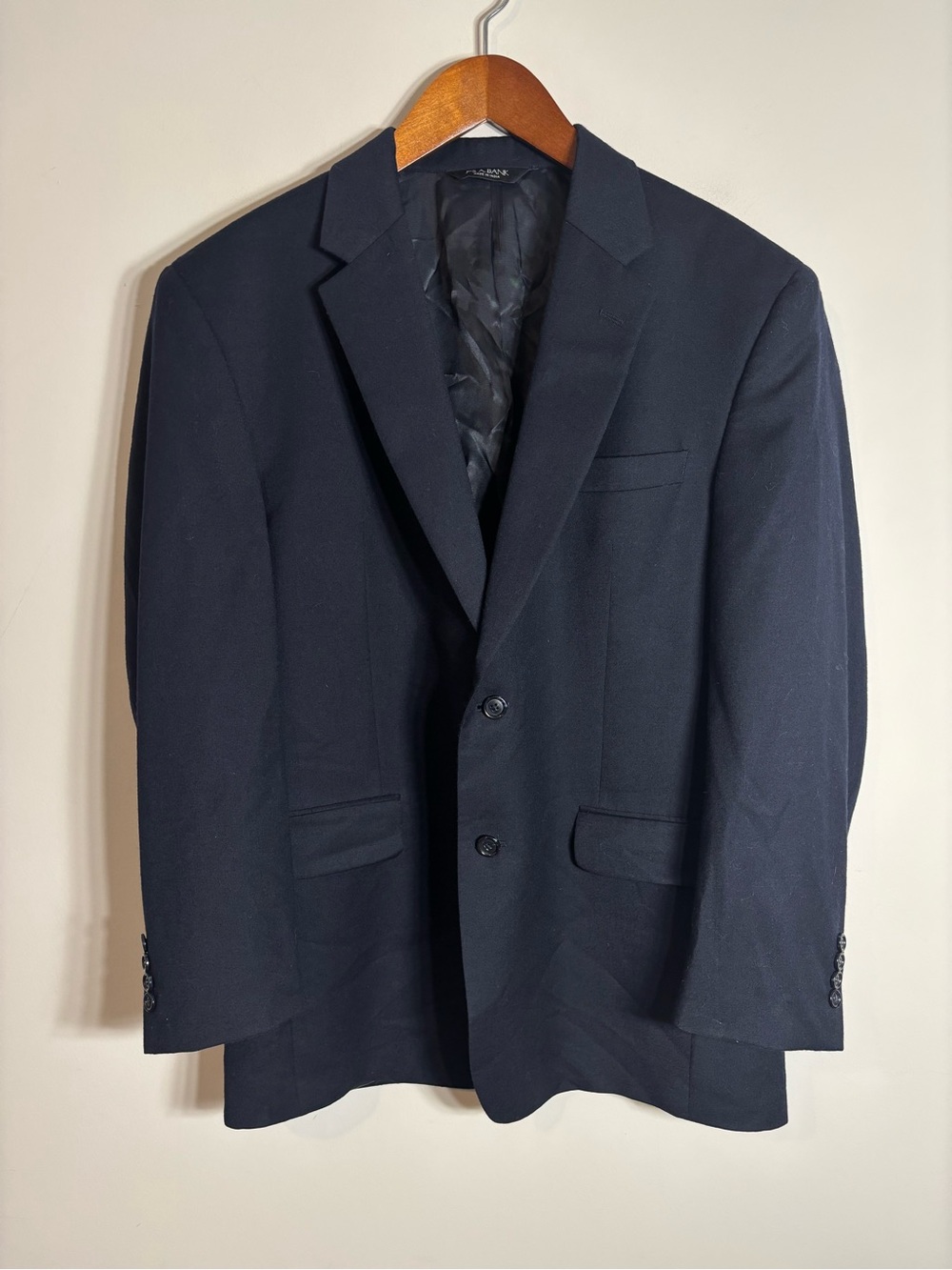 Jos A Bank Sport Coat Blazer Navy 44R Wool Cashmere